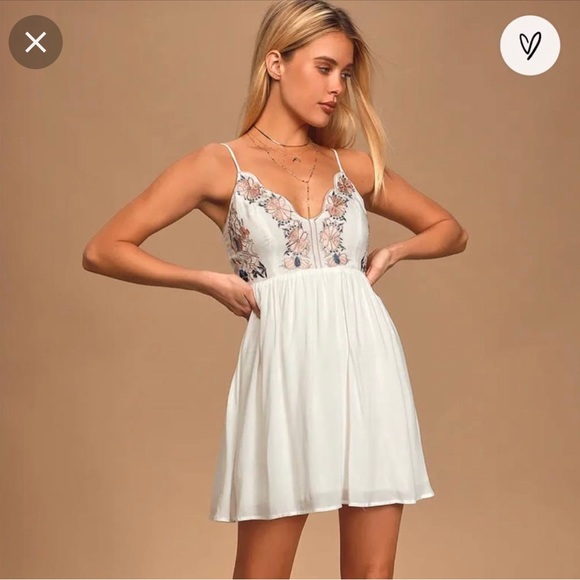 Lulus Dresses & Skirts - Lulu’s Daisy Petal Pickin' Ivory Embroidered Dress